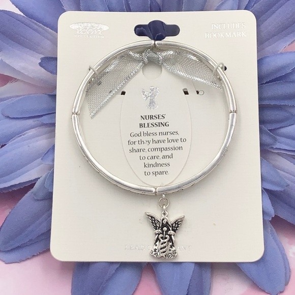 🌼 Nurses Blessing Silver Stretch Bracelet - Picture 1 of 4